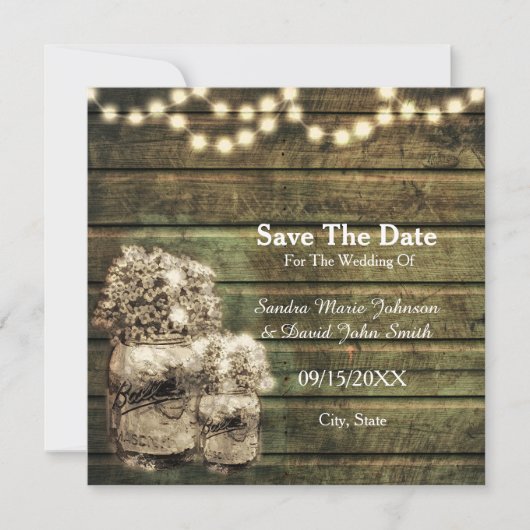 Rustic Mason Jar Save the Date (Vorderseite)