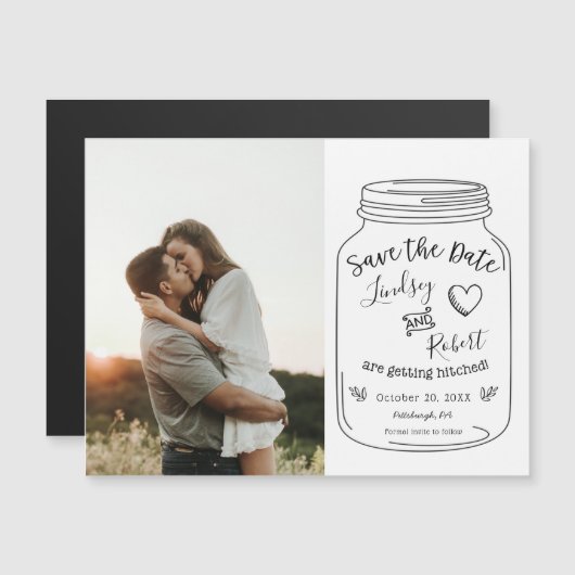 Rustic Mason Jar Save the Date mit Foto Magnetkarte (Vorne/Hinten)