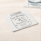 Rustic Mason Jar Save the Date Rechteckiger Pappuntersetzer (angewinkelt)