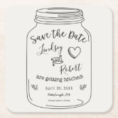 Rustic Mason Jar Save the Date Rechteckiger Pappuntersetzer (Vorderseite)