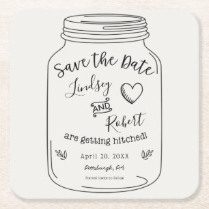 Rustic Mason Jar Save the Date Rechteckiger Pappuntersetzer