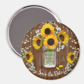 Rustic Mason Jar Sonnenblume Save the Date Hochzei Magnet (Vorderseite/Rückseite)