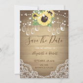 Rustic Mason Jar, Sonnenblume, Spitze Save the Dat Save The Date (Vorderseite)