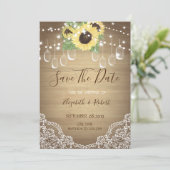 Rustic Mason Jar, Sonnenblume, Spitze Save the Dat Save The Date (Stehend Vorderseite)