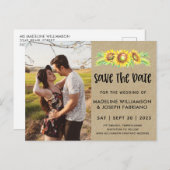 Rustic Mason Jar Sonnenblumen Leuchten Save the Da Ankündigungspostkarte (Vorne/Hinten)