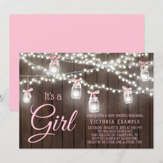 Rustic Mason Jar String Light Baby Dusche Inv Einladung