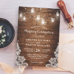 Rustic Mason Jar String Light Lace Country Wedding Einladung<br><div class="desc">Mit unserer rustikalen Mason Jar String Light Lace Country Wedding Einladung kreieren Sie die perfekte rustikale Hochzeitseinladung. Die Kombination aus Maurerkirsche, Saitenleuchten und Spitzen-Details schaffen ein romantisches und Vintages Ambiente, das sich perfekt für eine Hochzeit auf dem Lande eignet. Verwenden Sie Zazzles Design-Tool, um die Vorlage anzupassen, indem Sie Ihren...</div>