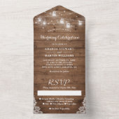 Rustic Mason Jar String Lights Country Wedding All In One Einladung (Innen Boden)