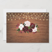 Rustic Mason Jar String Lights Floral Burgundy Save The Date (Rückseite)