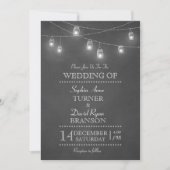 Rustic Mason Jar String Lights Hochzeitseinladung Einladung (Vorderseite)