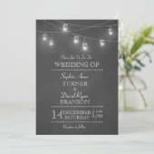 Rustic Mason Jar String Lights Hochzeitseinladung Einladung (Stehend Vorderseite)