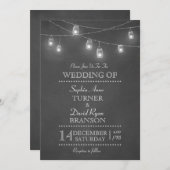 Rustic Mason Jar String Lights Hochzeitseinladung Einladung (Vorne/Hinten)