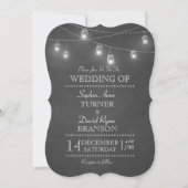 Rustic Mason Jar String Lights Hochzeitseinladunge Einladung (Vorderseite)