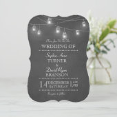 Rustic Mason Jar String Lights Hochzeitseinladunge Einladung (Stehend Vorderseite)