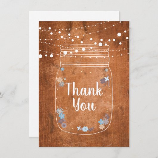 Rustic Mason Jar String Lights Vielen Dank Dankeskarte (Vorne/Hinten)