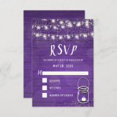 Rustic Mason Jar String Lights Violet Wedding RSVP (Vorne/Hinten)