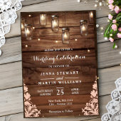 Rustic Mason Jar String Lights Wedding Einladung