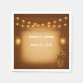 Rustic Mason Jar & String Lights Wedding Napkins Serviette (Vorderseite)
