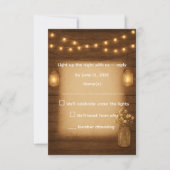 Rustic Mason Jar & String Lights Wedding RSVP Card (Vorderseite)