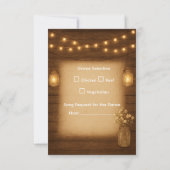 Rustic Mason Jar & String Lights Wedding RSVP Card (Rückseite)