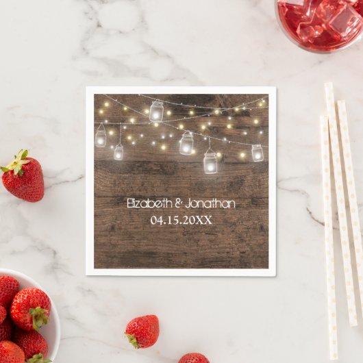 Rustic Mason Jar String Lights Wedding Serviette (Beispiel)