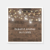 Rustic Mason Jar String Lights Wedding Serviette (Vorderseite)