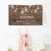 Rustic Mason Jar String Lights Wedding Willkommen Banner (Insitu)