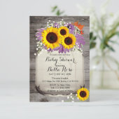Rustic Mason Jar Sunflower Baby Shower Einladungen (Stehend Vorderseite)