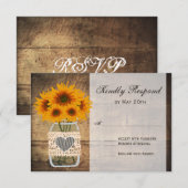 Rustic Mason Jar Sunflower RSVP Cards Karte (Vorne/Hinten)