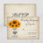 Rustic Mason Jar Sunflower RSVP Cards Karte (Vorne/Hinten)