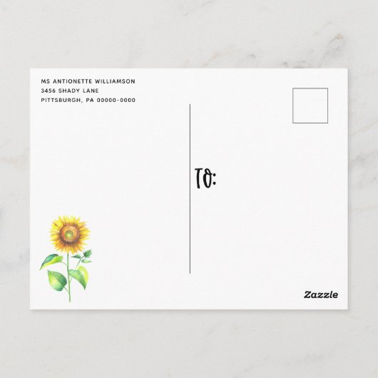 Rustic Mason Jar Sunflower Save the Date Postkarte (Rückseite)