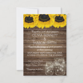 Rustic Mason Jar Sunflower Wedding Card Einladung