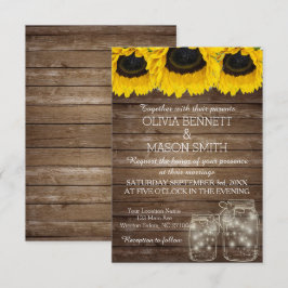 Rustic Mason Jar Sunflower Wedding Card Einladung