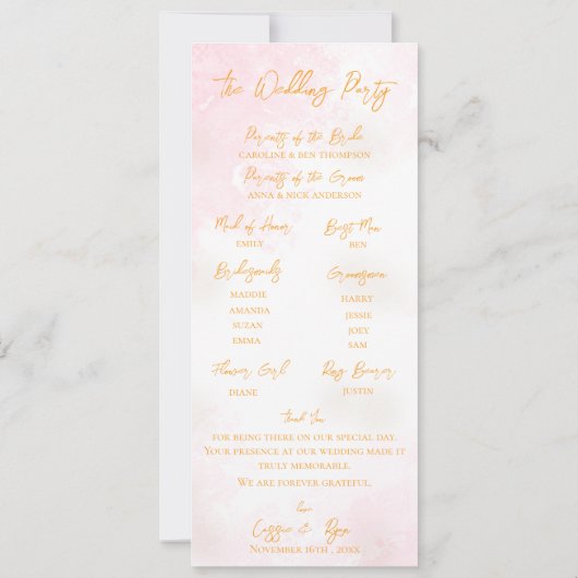 Rustic Mason Jar Sunflower Wedding Party Programm (Rückseite)