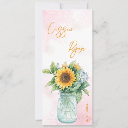 Rustic Mason Jar Sunflower Wedding Party Programm (Vorderseite)
