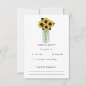 Rustic Mason Jar Sunflowers Wedding RSVP Karte (Vorderseite)
