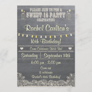 Rustic Mason Jar Sweet 16Geburtstagsparty Einladun Einladung