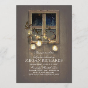 Rustic Mason Jar Twinkle Lights Baby Dusche Einladung
