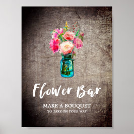 Rustic Mason Jar und Blume Bouquet Blume Bar Poster