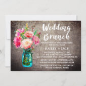 Rustic Mason Jar und Blume Bouquet Wedding Brunch Einladung (Vorderseite)