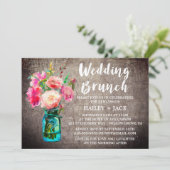 Rustic Mason Jar und Blume Bouquet Wedding Brunch Einladung (Stehend Vorderseite)