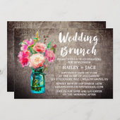 Rustic Mason Jar und Blume Bouquet Wedding Brunch Einladung (Vorne/Hinten)