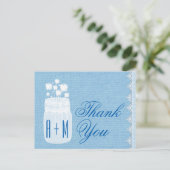 Rustic Mason Jar und Blume Vielen Dank Blue A29 Postkarte (Stehend Vorderseite)