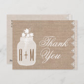 Rustic Mason Jar und Blume Vielen Dank Burlap A06 Postkarte (Vorne/Hinten)