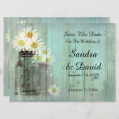 Rustic Mason Jar und Daisy Save the Date (Vorne/Hinten)