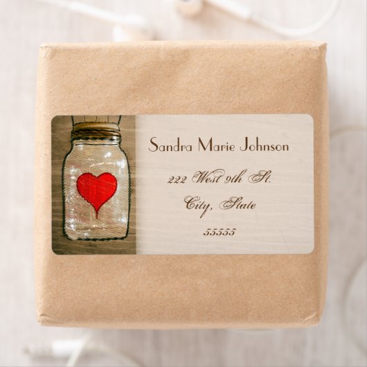 Rustic Mason Jar und Hearts Wedding Address Labels (Insitu)