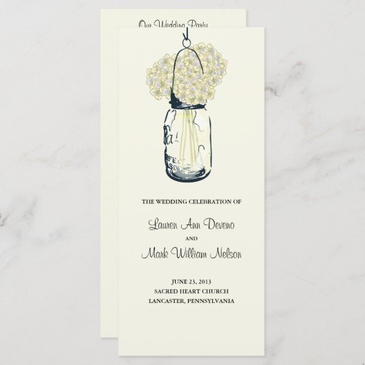 Rustic Mason Jar und Hydrangeas Programm (Vorne/Hinten)