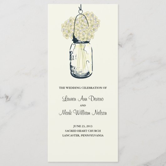 Rustic Mason Jar und Hydrangeas Programm (Vorderseite)