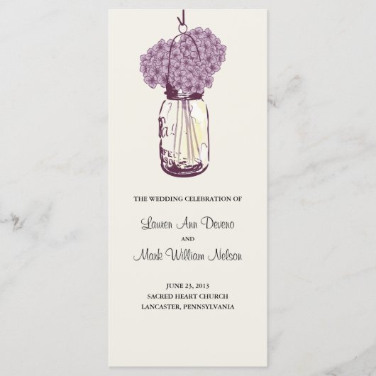 Rustic Mason Jar und Hydrangeas Programm (Vorderseite)