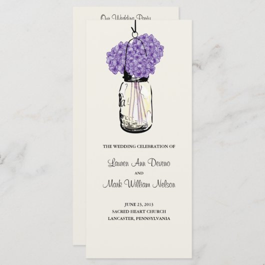 Rustic Mason Jar und Hydrangeas Programm (Vorne/Hinten)